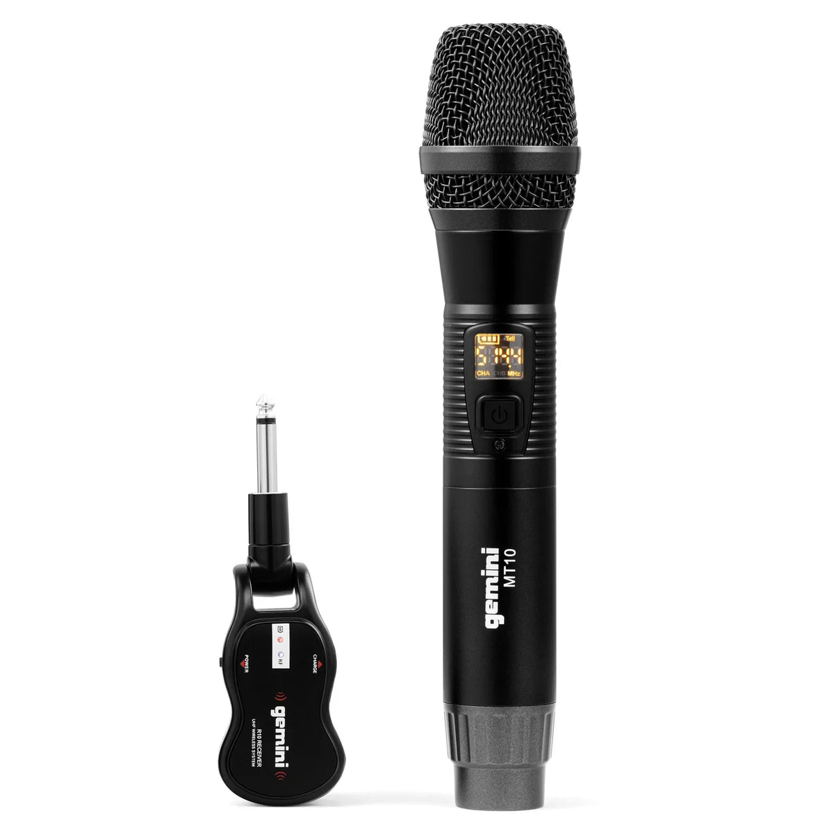 Gemini Dual 15" LED Bluetooth Powered Speaker & GMU-M100 UHF Single Wireless Microphone System, 843631170892