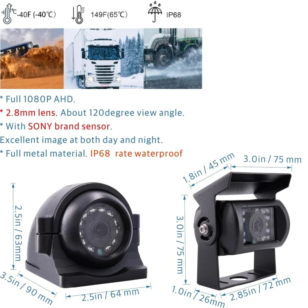 JOINLGO 4 Channel GPS WiFi 1080P AHD HDD Mobile Vehicle Car DVR MDVR Video Recorder Kit Real-time Remote View on PC Phone with 4 1080P Side Rear View IR Car Cameras 7 inches Car Monitor for Truck Bus
